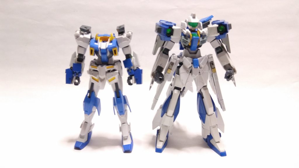 オーブレイカーフォースとの比較
共通パーツはドライブと頭部のみなんです(笑)
エインヘリアルはスカイをベースに改造しております。