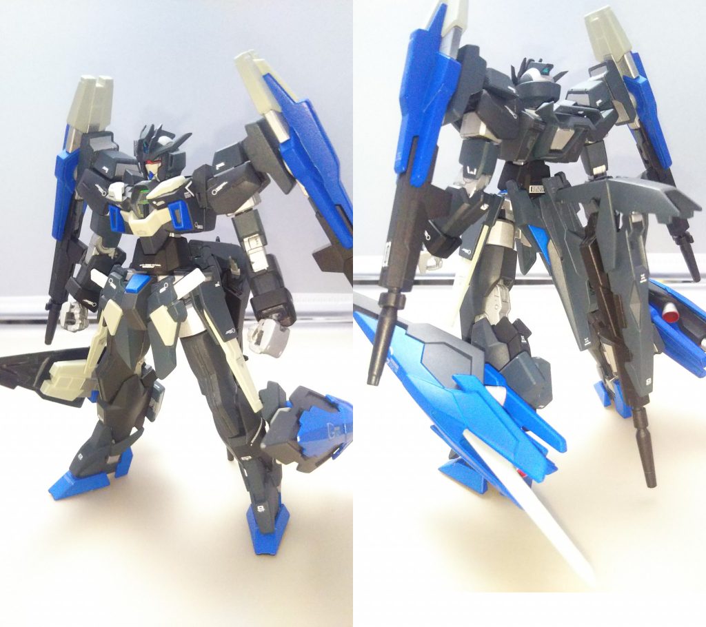 今回のミキシング合宿での制作の上での参加者の中での決め事は、
・ガンダムAGE作中のキットをベースに使用する事
・AGE本編第二世代から第三世代の間に存在した試作機設定で作成する事
・三機で一つの実験部隊という設定で作成する事
で、残りは各自好きに制作する、という事だったので、事前に話し合いでベースキットを決めて以降は今回もまた趣味に走り好きにやらせてもらいました。