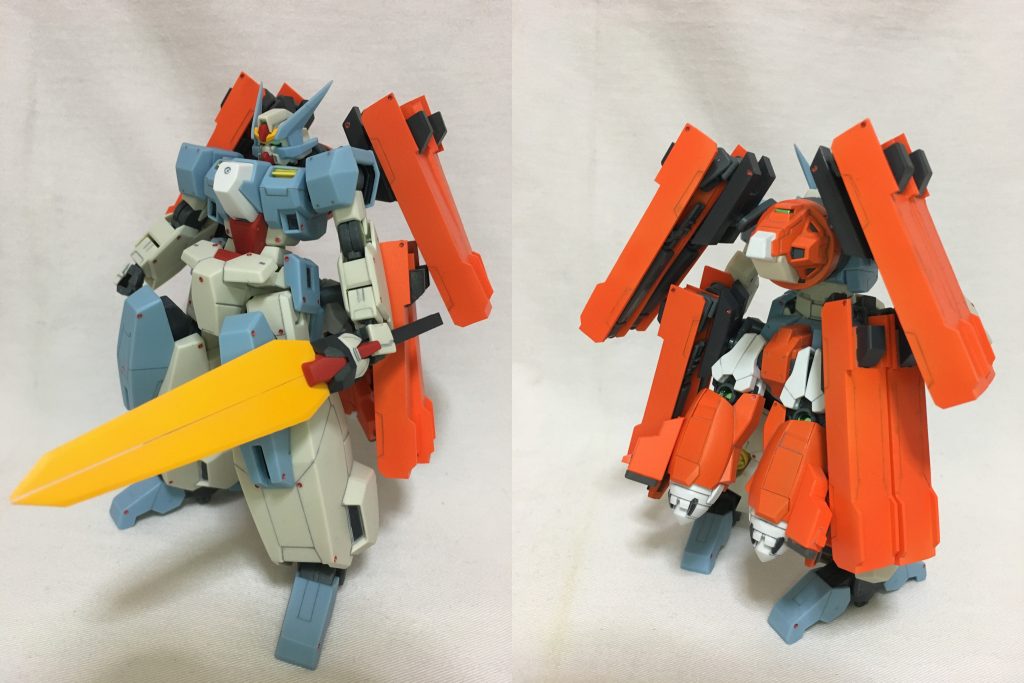 エウクレイデスアームズ・ジンモード。
ティエリア機の中から武器を用意できないかな？と考え、本体の余剰が使えそうだったのでGNマスクソードをスクラッチしました。
外伝の武器だしちょうどいいかなと。