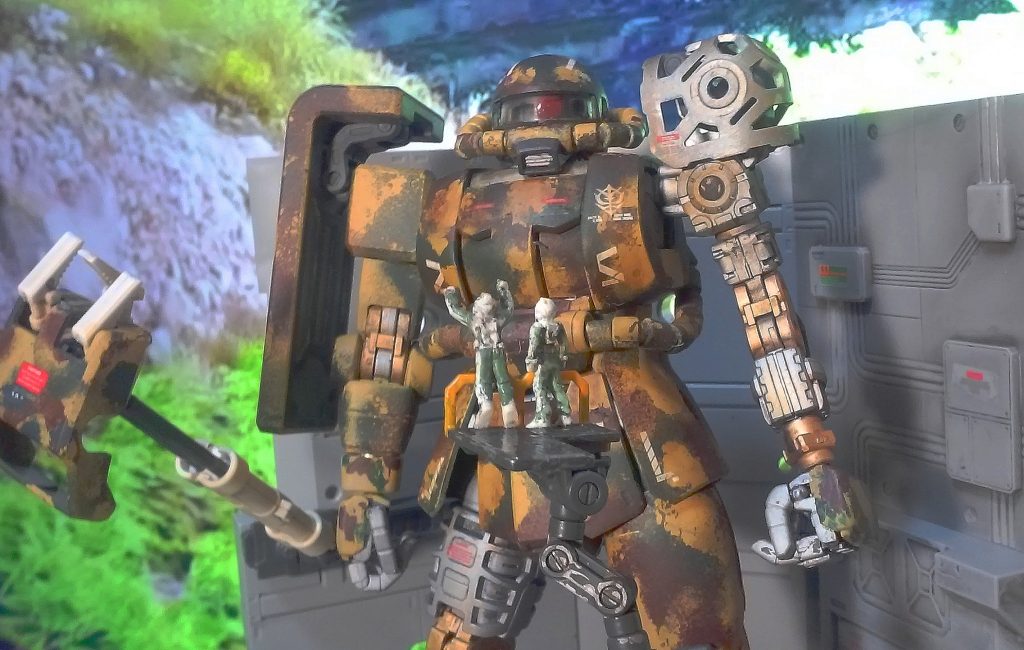 1年戦争　東南アジア戦線　ジオン軍　最前線基地　ザク改修中・・・–2枚目/制作者：sora