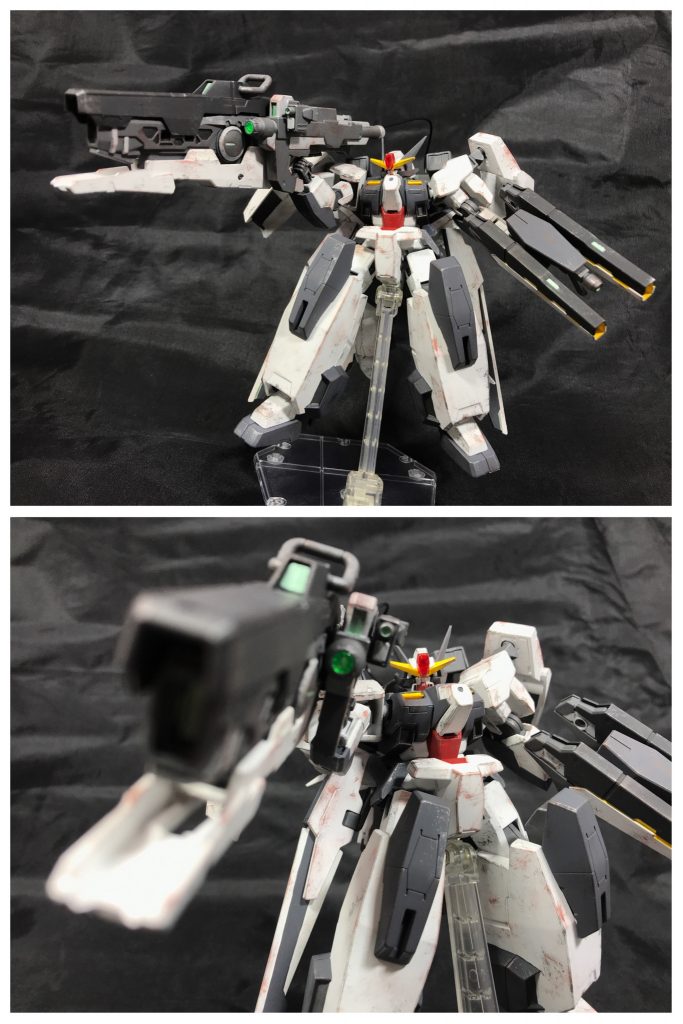 ## [GNイフリートカノン:バーストモード]
アミュティスのメインウェポンの一つ。
FAZZのハイパー・メガ・カノンをイメージして制作されており、携行兵器としては破格の威力を誇る。

また威力特化型のバーストモードと長距離精密射撃ロングレンジモードを切り替えることが可能となっている。