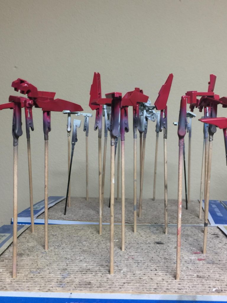 ZZガンダムとライトニングバックウェポンシステムMk-Ⅱ の塗装工程