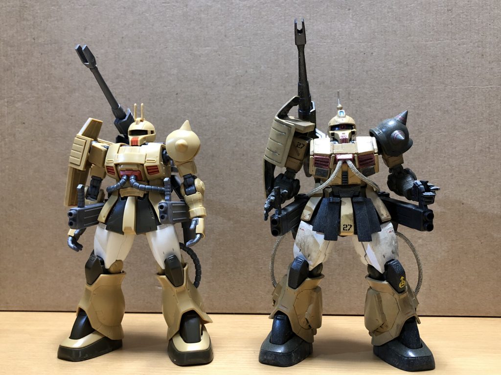 プレバンから発売されたザクキャノンテストタイプとの比較。発売されるの分かってたら作らなかったかも...笑
でもこうやって比較できるのは楽しいですね^_^