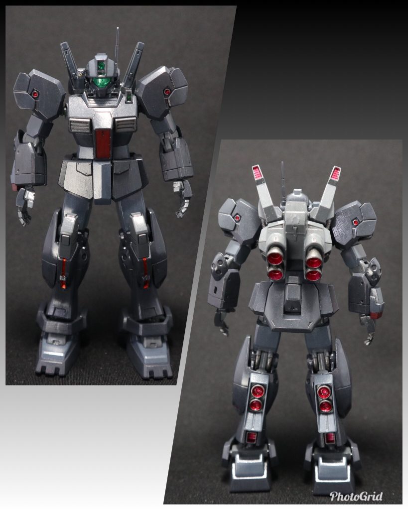 素立ち。ジムⅢベースにジェスタの肩パーツ、頭と腕部はジムスナⅡから、スリッパと腰部リアアーマーにMK-Ⅱを流用してます。