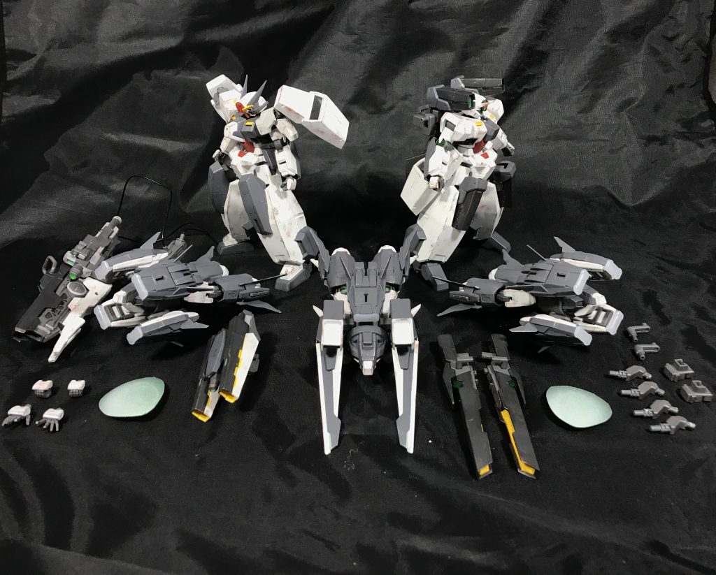 最後はやっぱりスタティックディスプレイ！

ということで、最後まで見てくださってありがとうございましたっ！

セラヴィーガンダムシェヘラザードに大好きな機体であるセラヴィーガンダムGNHW/3Gの要素を入れたくて色々やっていたらこんなことになっていました笑

ですが、シャフリさんにこれには愛がある！と言われるだけの熱量は込められたかな…と自己満足しております笑