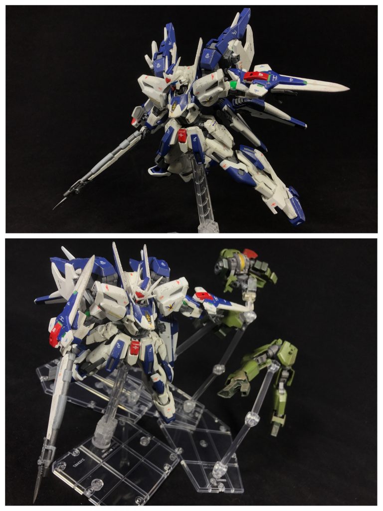 ## [GNブレイドシールド:ロストルム ブレイドポジション]
ロストルムは展開することで、GNブレイドとして使用することができる。

ウェントゥス・レーニスの装備する武装のうち、最大の威力を誇る武装であるが、ブレイドポジション時にはピンポイントGNフィールドの発生が、不可能であり、まさしく諸刃の剣である。