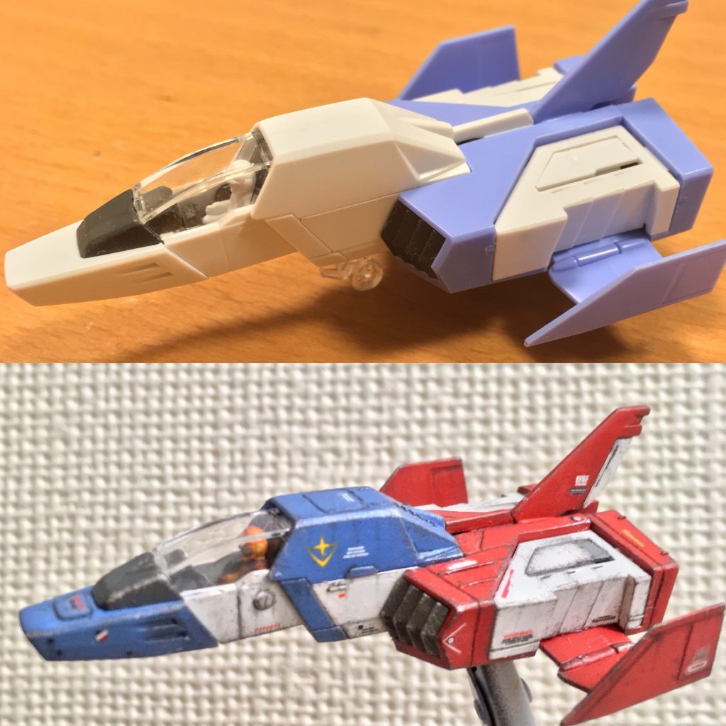 デザインナイフの背を使って、
簡単なパーティングライン追加しました。
線はガタガタですが、情報量アップ♪