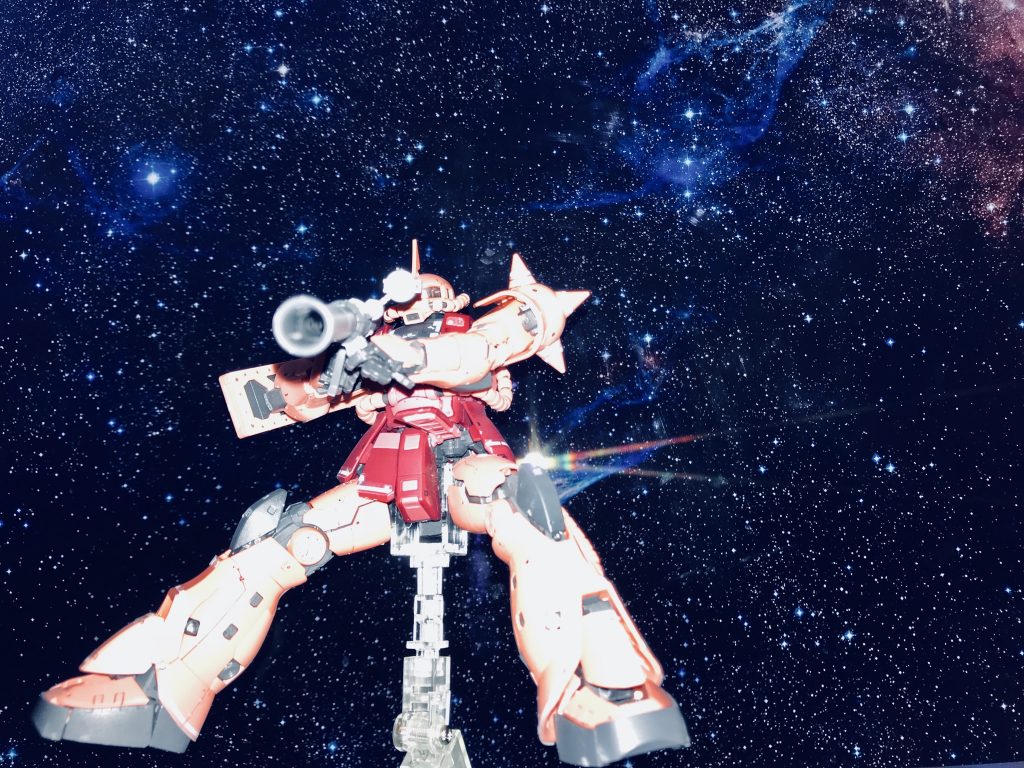 PCの宇宙の壁紙をバックにフラッシュ付けて撮影したらイイ感じに撮れました笑