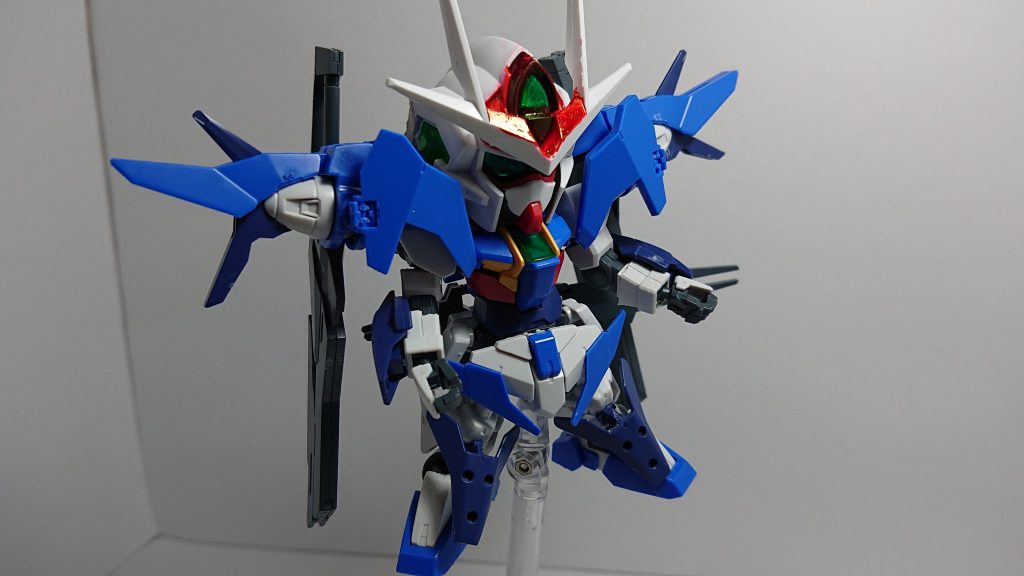 使ったガンプラ
HGBD ガンダムダブルオースカイ
HGBD ハイヤーザンスカイフェイズ
BB戦士 ダブルオークアンタ
頭はパテで埋めてみたのですが大失敗でw
何とか剥がして塗装だけ…ダマにムラ