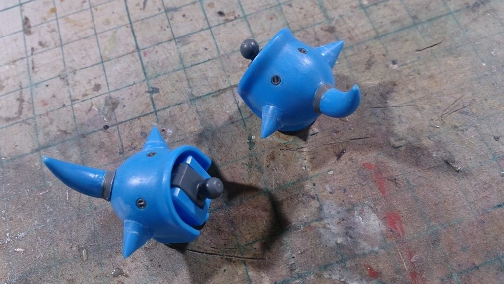 【腕・肩部】
①両腕部の合わせ目消し及び後ハメ加工
②ショルダーアーマー合わせ目消し
③スパイク先端鋭利加工及びモールド化
④左手砲身分割稼働化
⑤肩アーマー丸モールド&マイナスモールド加工
⑥肘部凸モールド化