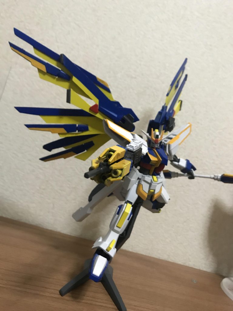 プチ改造後です！全開まで羽根を広げてもダレたり外れたりせず、よりダイナミックな構えができるようにしました！