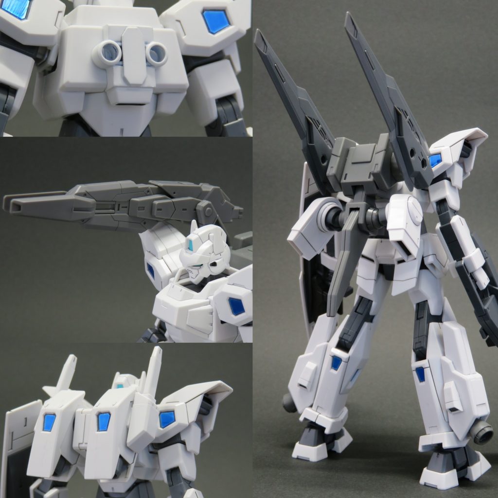 バインダーガンを装備し脚部のブースターも一部取り換えることで高機動仕様に（右）
EZアームズを合わせる為にダイバーエースユニットのパーツを流用したジョイントパーツを自作しました(左上)
それにより他の２つ軸のユニットを合わせることも可能になった上､通常のエグゼスのバックパックに戻せるようになっています(左下)
バリスティックウェポンのビームキャノンへ装備変更することで戦略の幅を広げられるように(左中)

元々が魔改造機体みたいモンなのに高機動なんかにしたら絶対壊れるでしょこれ（セルフツッコミ）