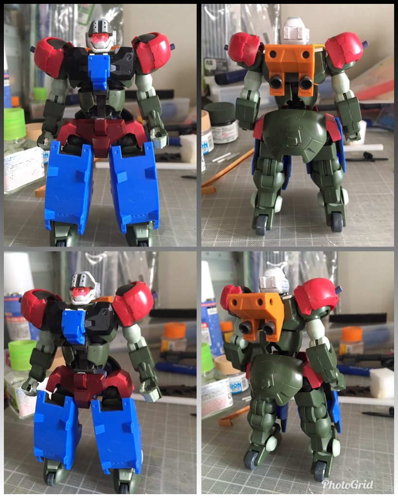 ほぼ完成&塗装前。こちらをご覧いただければだいぶパーツ構成がお分かりいただけるかと。