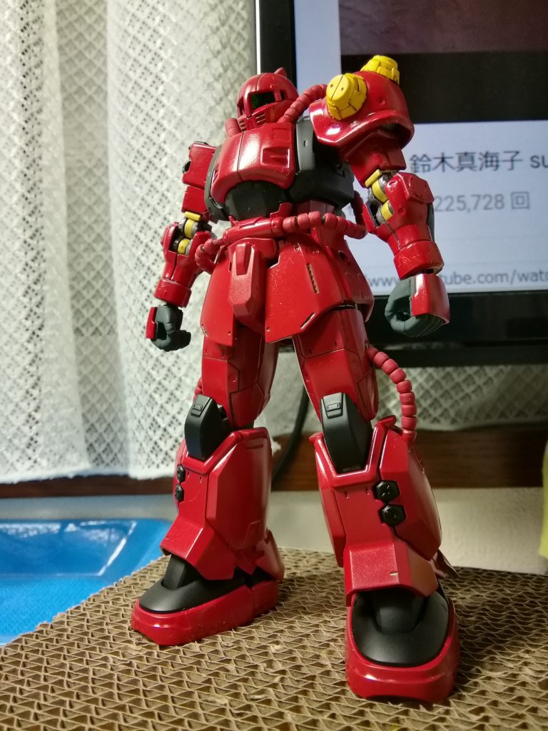 基本塗装終わって組んでみたの図。ツヤありなのでてかてかしてます。