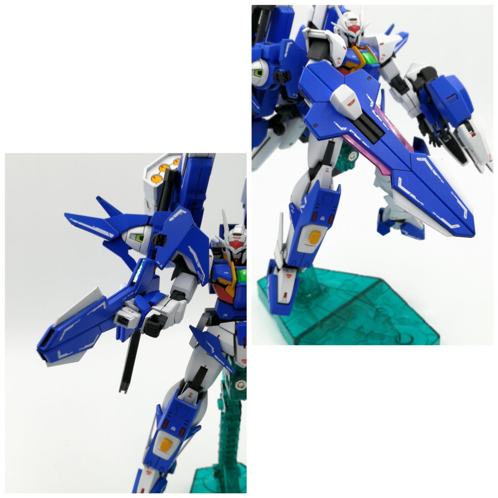 ·ダブルビームライフル&ハイメガキャノン/バスターソード
ZZの武装を参考に、ラッシュポジションでは手前に引き出しバスターソードとして使用可能です。