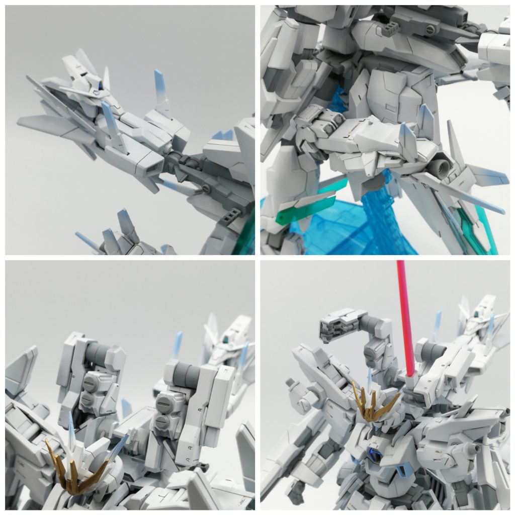 武装紹介です。
·スタビライザー
機動力の向上により機体制御が必要となった為装備しています。
·リフトバインダー
メインスラスターの出力が高い為、ブースターによって機体の細かな制御を担います。
またダブルバレットのカーフミサイルを参考に、ミサイルを装備しています。
·グレネードランチャー(2種)&ビームサーベル
グレネードの一つは拡散弾という設定です。隠しマニュピューレーターがあり、ビームサーベルを使用したり出来ます。