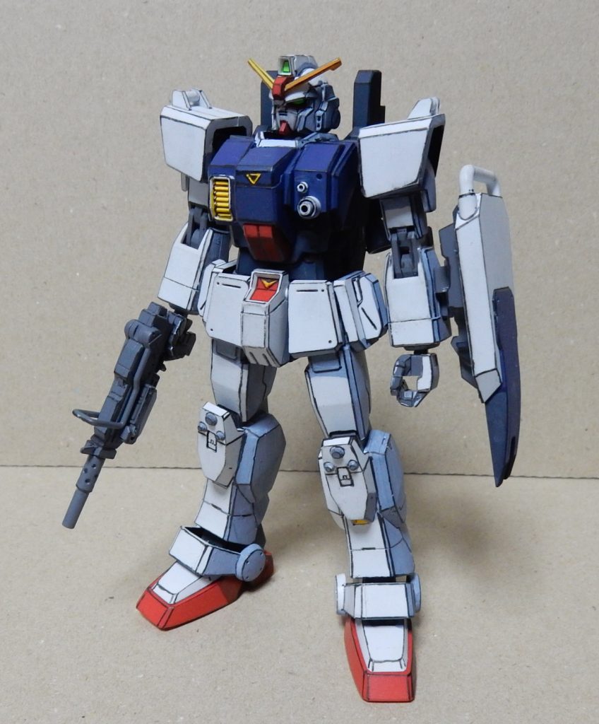 で、根気強く全身にエッジ線を入れていくとこうなりました。こうなると前とは別物ですね!
線はよれてもプラ地の上ならマジックリンで拭き取ってやり直せるので恐れずいきましょう!
塗装の上でよれてしまったら塗り直しましょう…
ディテールの多い機体は根性で頑張りましょう(^q^)