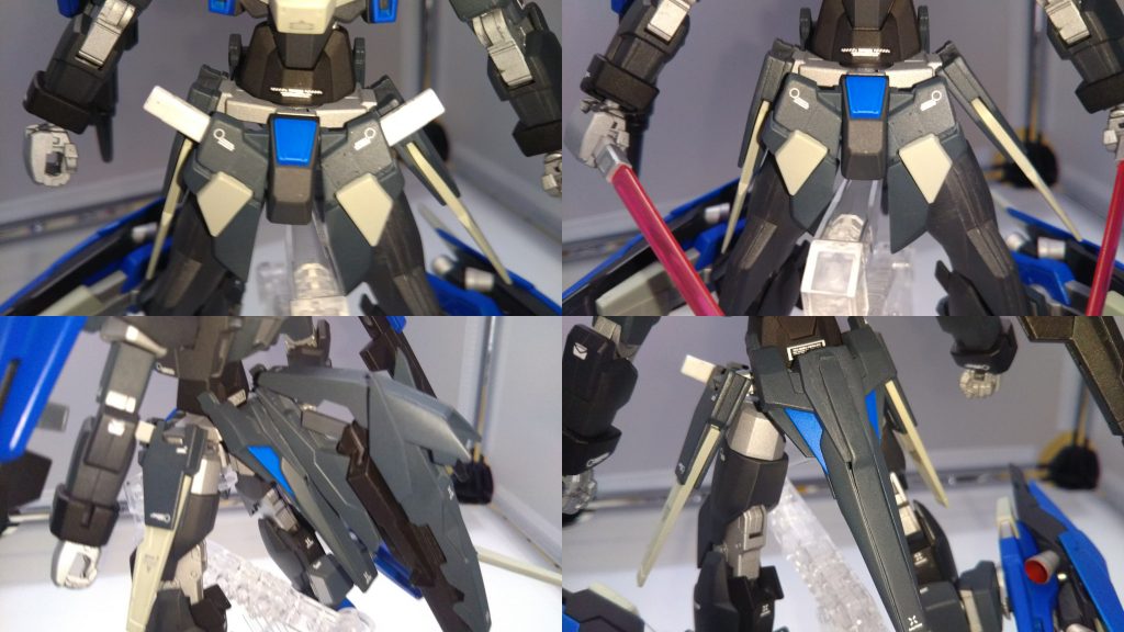 機体に採用されている兵装としては
・ビームサーベル     二本
 ※フロントアーマーにマウント
・ドッズキャノン     二門+四基
 ※基部は四ケ所有、全ての基部にドッズキャノンが連結、運用可能
 ※基部からはさらに極大のビーム刃を展開する事も可能
・ハイパードッズライフル 一挺
 ※リアスカートにマウント
・シールドブースター   二枚
 ※ドッズキャノン基部にマウント、四ケ所全てにマウント可能
以上となります。