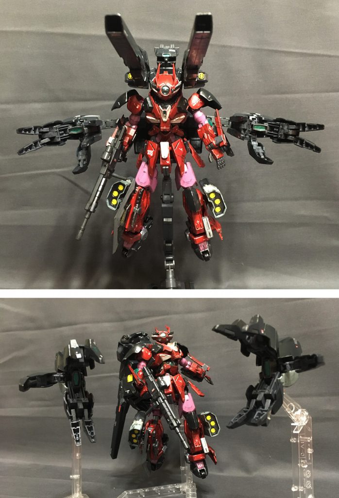 GNバズーカ、GNビッグキャノン、フルブラスト形態。ブラストキャリバーに搭載されたGNドライヴ［Τ］によるトランザム状態で発射されるフルブラスト。敵機が固まっている時などに戦力を殲滅するに足る威力で、バトルトーナメントなどのフォース戦開始直後などに放たれたらたまったものではない。また、GNクローはプチモアによる制御で独立したファンネルユニットとなりAGEⅡマグナムSVの大型ファンネルに対抗する。