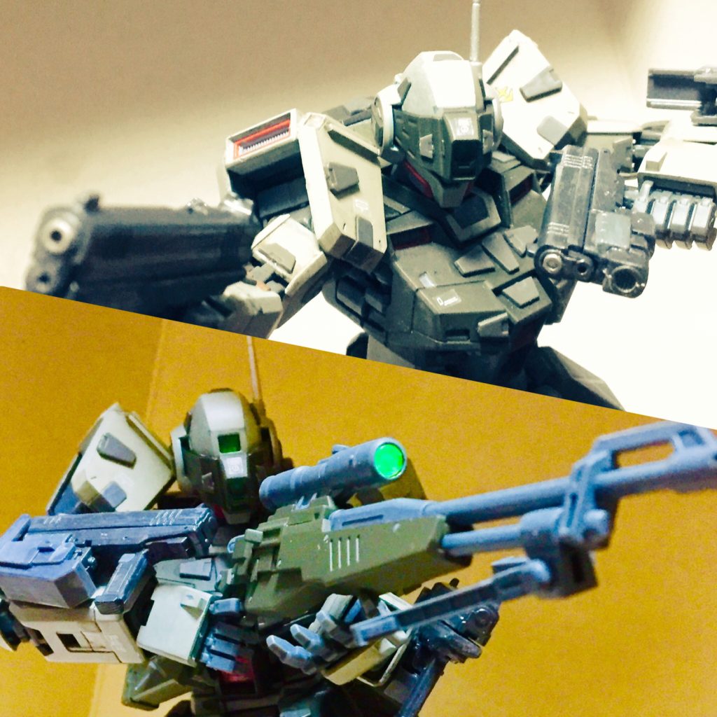 二丁拳銃を構えたポーズをしたいがためにハンドガン装備してます。
またフレーム等の基本構造はいじっていないため、スナイパーライフルも構えられます。