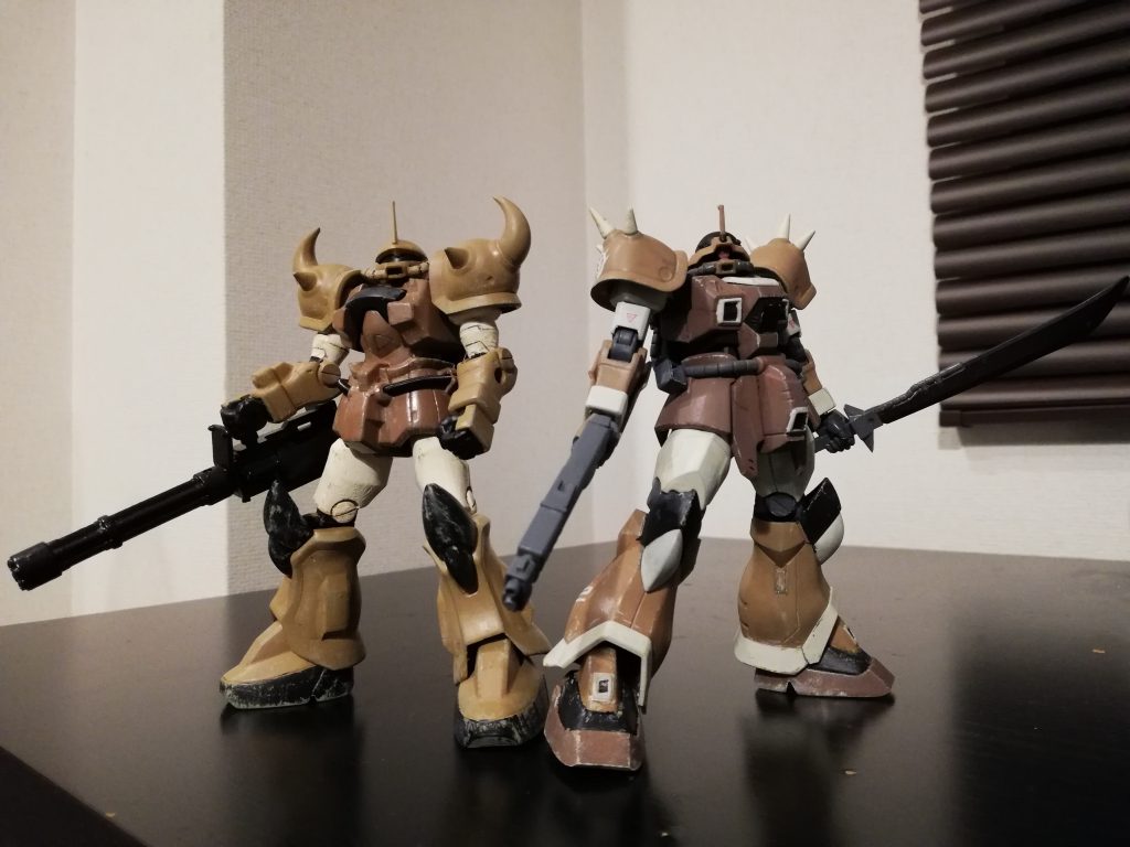 カラーパターンは以前作ったグフカスタムと合わせました。お気に入りです。