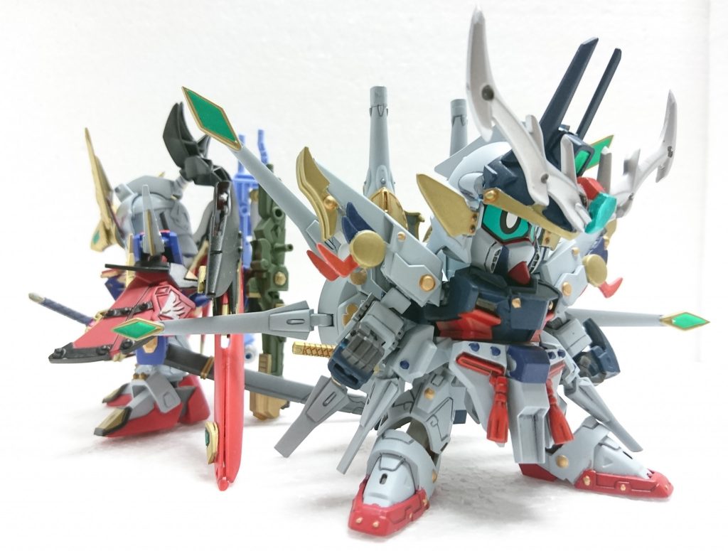 相棒の武者デスティニーと。オリジナル武者シリーズの序盤の作品なので可動はLGBBのままだったりします