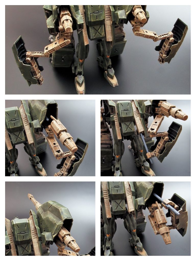 装弾ユニット下にサブアームが収納されており、背部左右にマウントされた弾倉から特殊ＫＥＰ弾を取り出し装填する。マクギリス事件で猛威を振るった対艦仕様の長尺弾も同様に単独での装填、発射が可能。