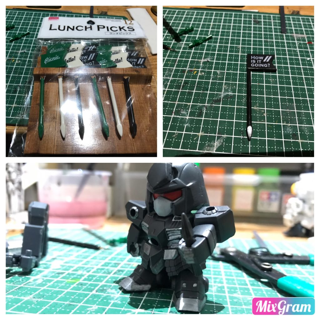 クナイは百均のピックを短くしてそれっぽくしてみました。