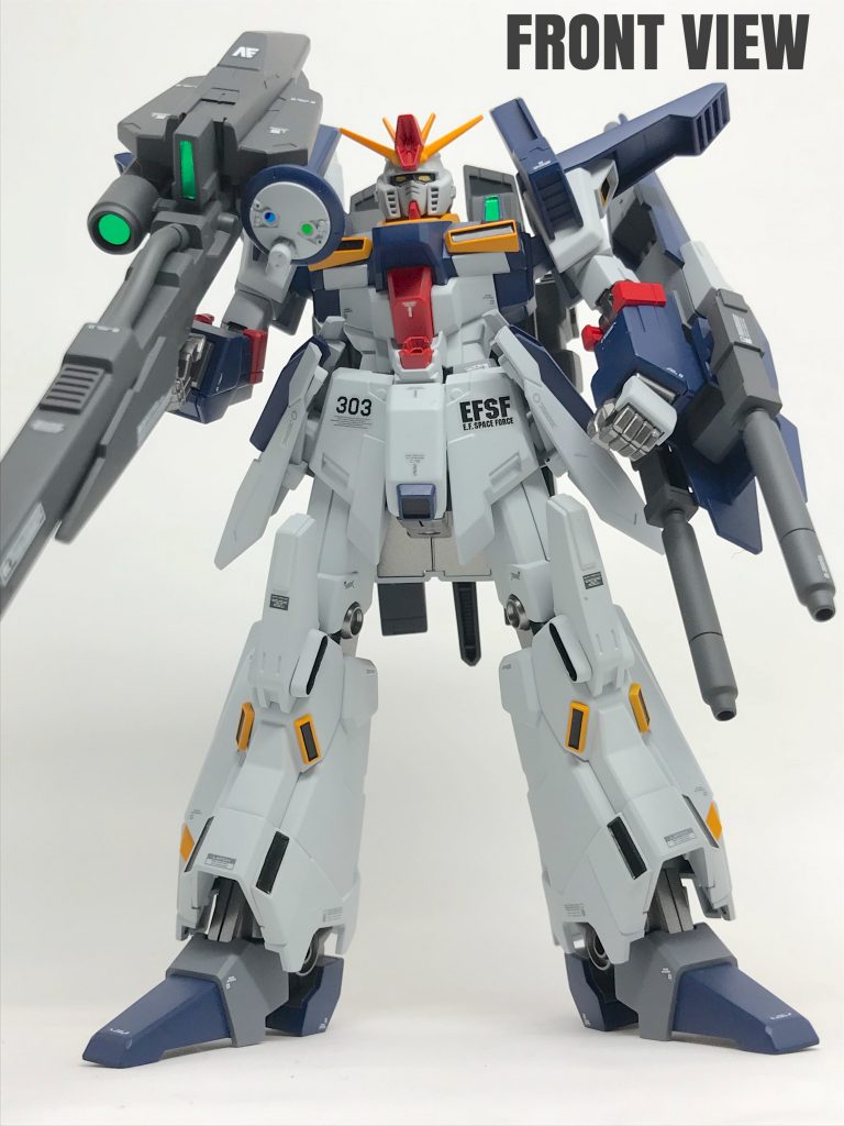 フロントビューです。
ZZと言ってますが実際は、リゼルを
メインとしたミキシングビルドの機体
です。