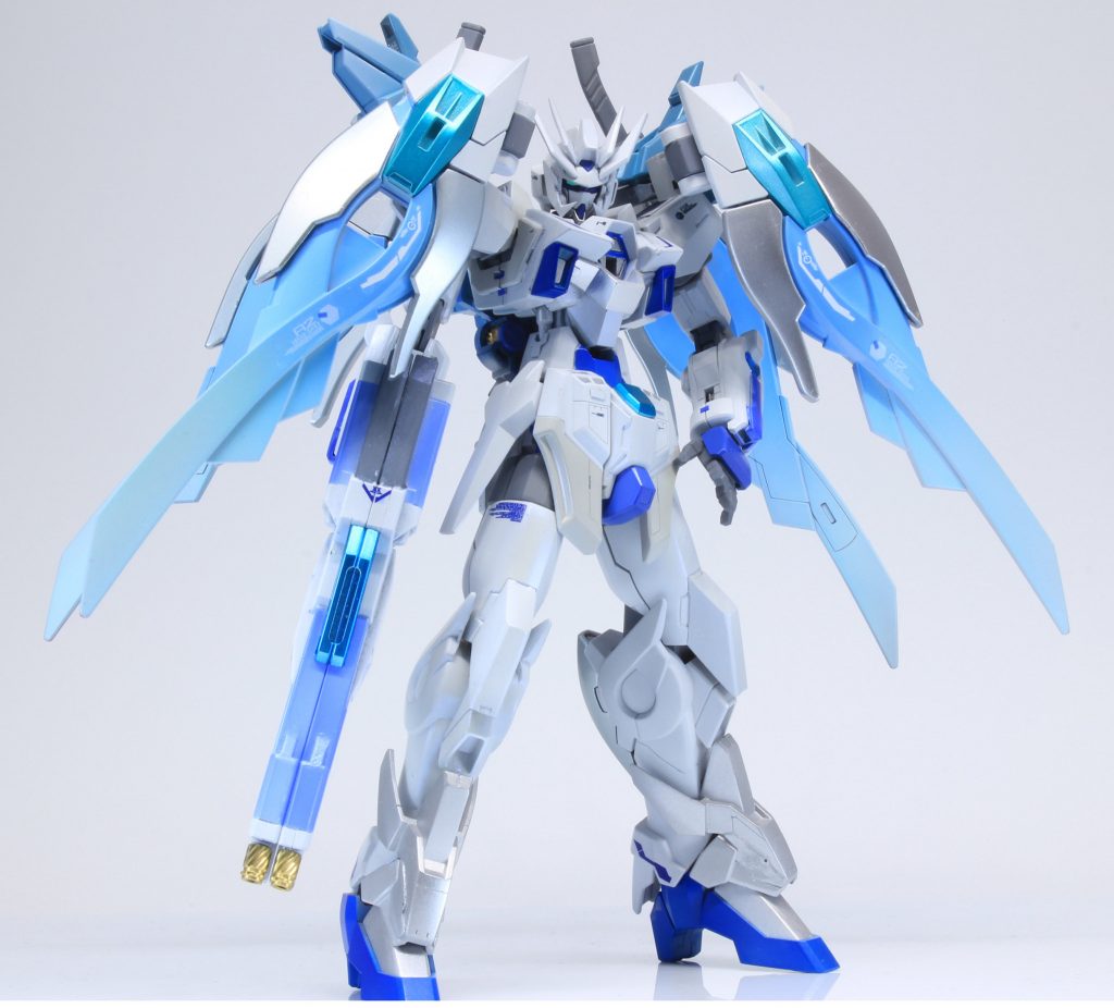 機体名:ガンダムAGE-Ⅱ ブレゥネージュ
ビルダー:Soratako
Bleu Neigeという言葉は [Bleu]が青[Neige]は雪という意味です。
実際には青い雪なんてものはないのですが、夜の街灯に照らされ 舞い落ちる雪をイメージして機体の配色を行いました。