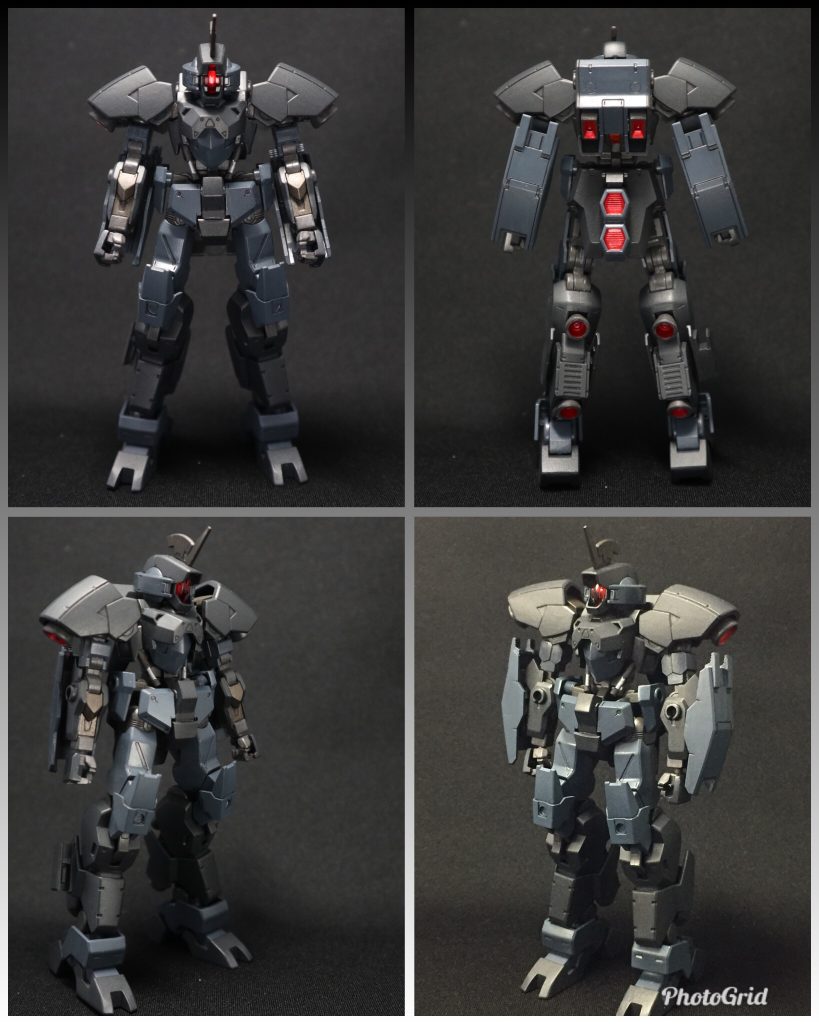 すっぴん素立ちを各アングルから。頭部はゲイレールにグレイズリッターのアンテナを逆向きに、肩は流星号、足元はアヘッドを利用してます。