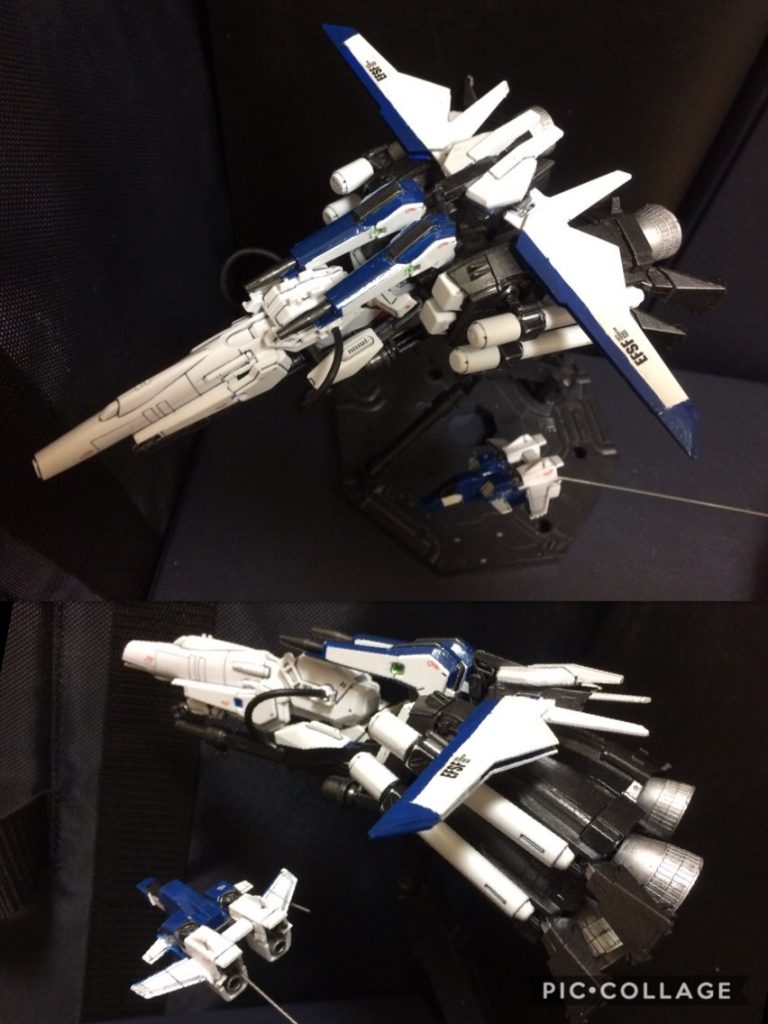 ●Gコア 
コア・ファイター。 
Sガンダムと同じ。まあ弄りようがないです。
●Gボマー 
Bパーツから構成される。下半身。 
ブースターユニット装備型とほぼ同様。
脚部Iフィールド発生装置が付きます。シルエットが大きく変わるものの、付いてるだけで機能しません。脚の代わりに、Ex-Sのブースターユニットが付いているんで、出力は高く、すっ飛んで行きます。人工知能「ALICE-ⅱ」が操縦するので問題なし。しかし、ここまで来るとMSのBパーツには見えませんね。
プロペラントタンクが無くなってしまうので、持続性はありません。
大腿部フレームにビーム・スマートガン及びビームカノン搭載。