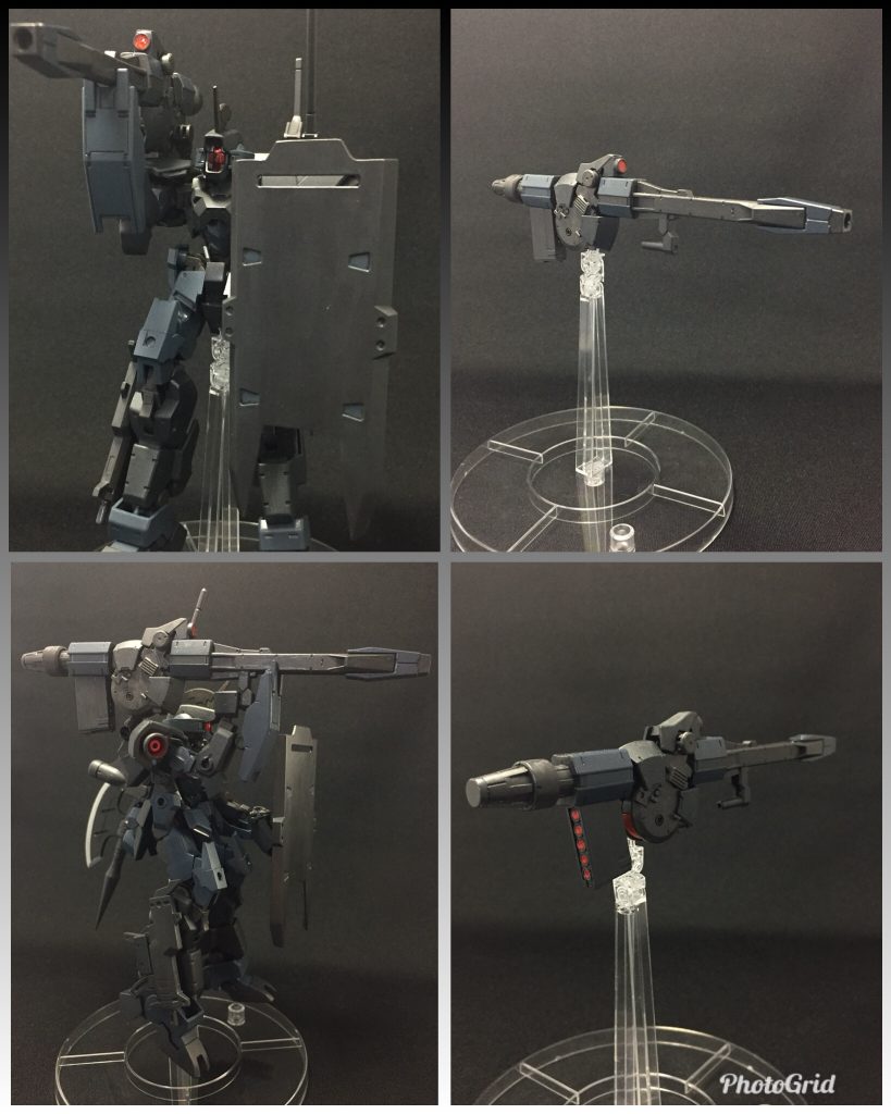 エイハブリアクター直結のダインスレイブ型キャノン。レアアロイ製の弾頭を5発装備し、長距離からの対艦隊戦に主に使用。リアクターを直結する事により、機体のリアクター運用に影響をしない。長距離狙撃時は右前腕のバックラーシールドを利用し方針を固定する。