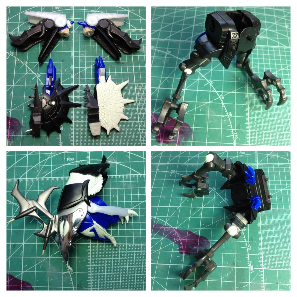 パーツの組み換え。裏打ち、関節部分等をエポパテで生体的な表現を意識して造形。