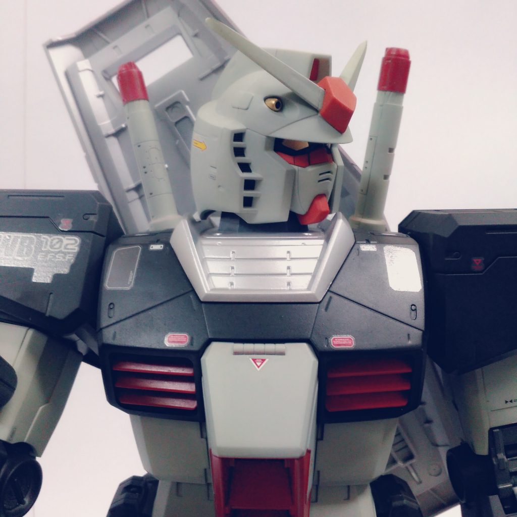 正面からの撮影。
撮影してから気づいたんですが、トップコートを吹いていないですね。デカールの保護や密着させるために今度吹いておきましょう。