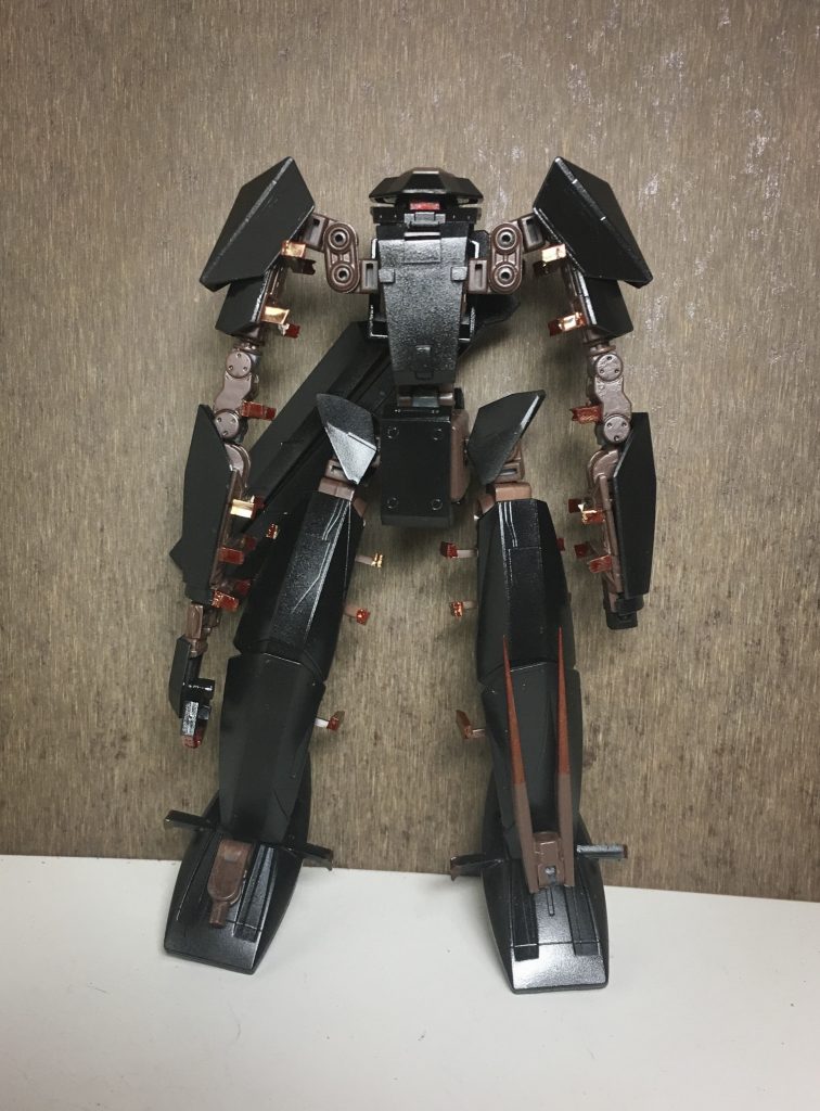 正面
装甲の基本カラーはブラックだがミッション環境に合わせて変更される事もある