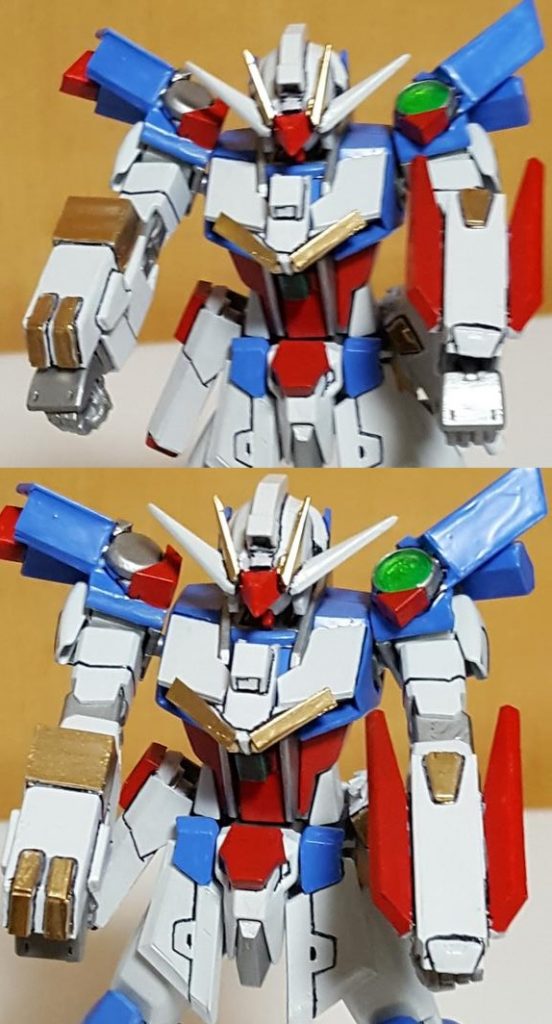 両腕のパーツは後ろに取り付け穴を2か所作っており
ナックルガード状態にすることができます