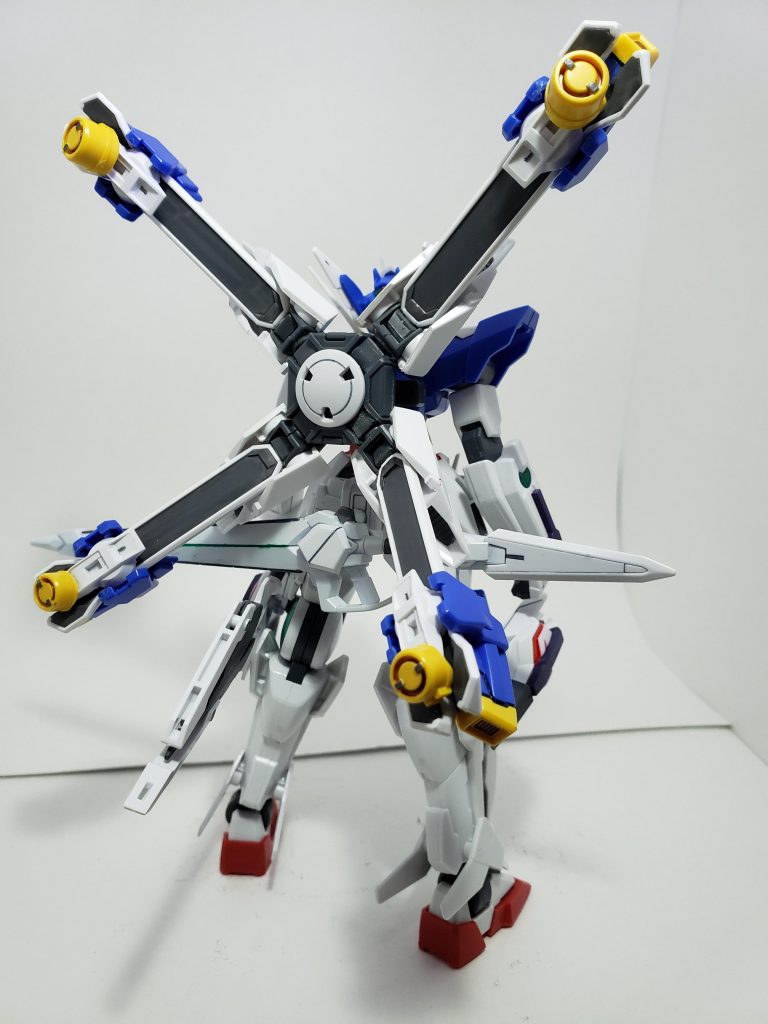 バックショット
バックパックはクロスエクシアの製作者様、森野 拓さんに了承を得て制作させて頂きました。
少し自分流にしましたが、まんまクロスエクシアですね…w