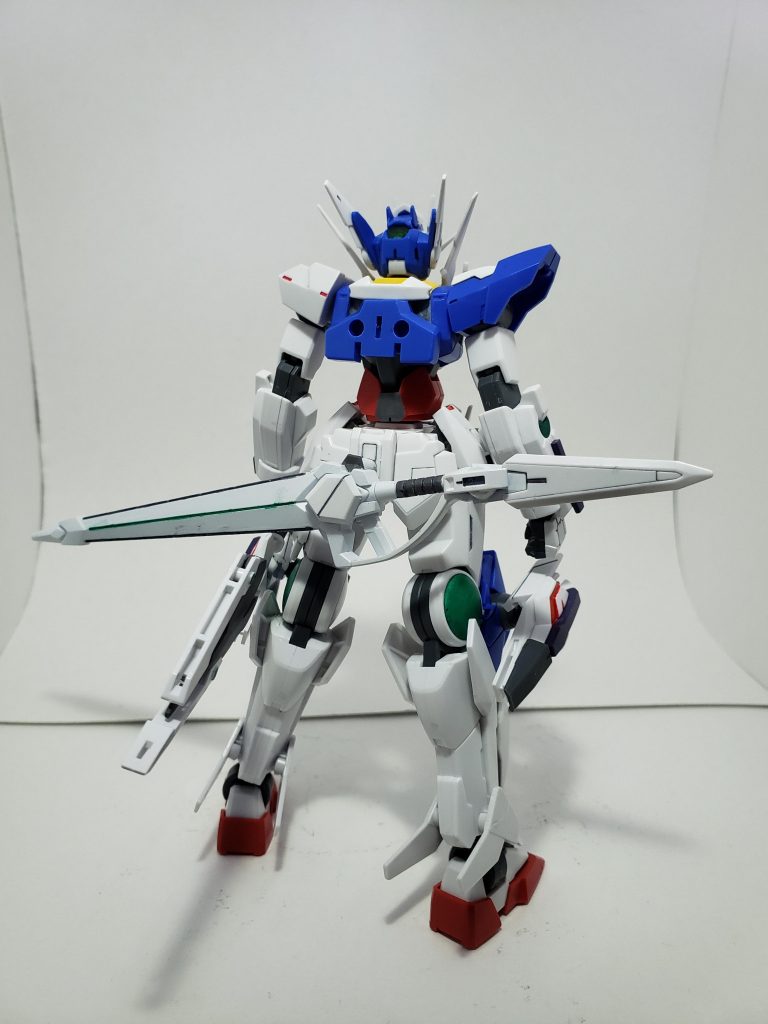 バックショット
バックパック無しVer.
背中の二つ穴はダブルオースカイのパーツを削り付けています。