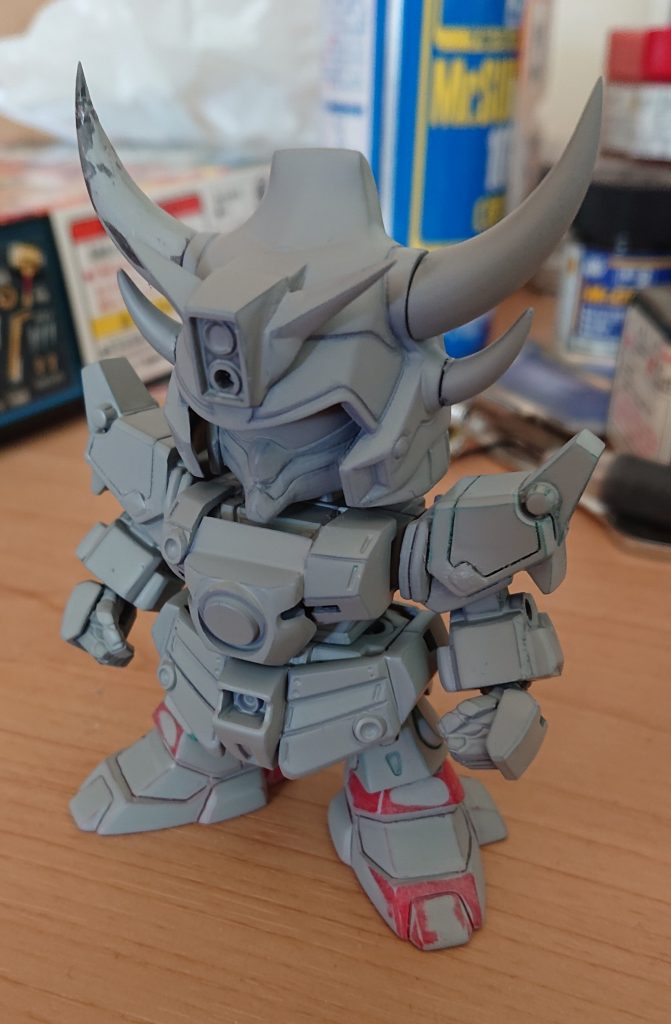 この状態が一番格好イイかも。
塗装は超苦手です。

SD三国伝 周倉ドーベンウルフをベースに武者砕虎摩亜窟を