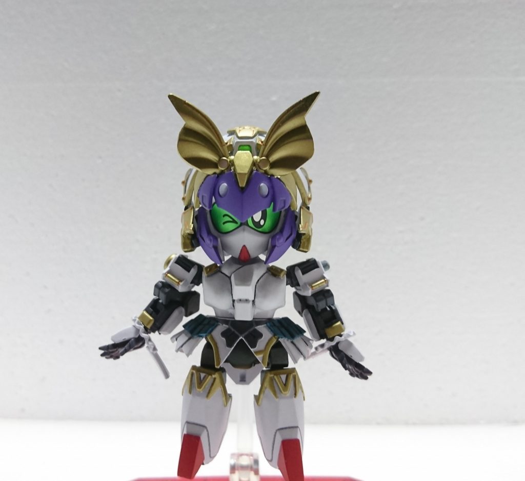 通常形態。武者軍団の開発部門担当。孫尚香ガーベラを素体にHGウーンドウォートとジャンクパーツで制作しました。