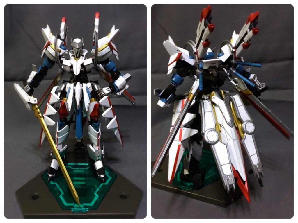 フロント・バックショット。ドレスのようなサイド、リアスカートが特徴的で下半身の防御力の高さが伺える。主兵装はナックルガードのあるヴァルキュリアフルーレ。ただし、フルーレというには幅広で長い刀身の剣であり、破壊力、斬撃力は高い。