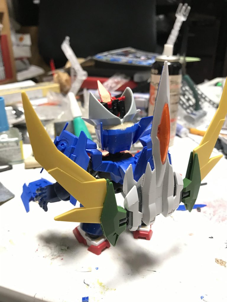 使用キットは
HGオーライザー
HGジーエンアルトロン
SDCS ダブルオーダイバー
SDCS グレートマジンガー
グレートブースターを再現したかったので、オーライザーを使用、そこからダブルオーとのミキシングと相成りました。