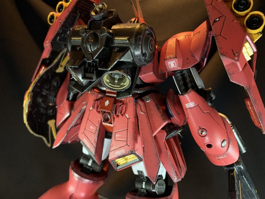 バックショット。
はじめてバーニアにノズルを入れてみました。内部はチタンゴールドでまとめて、フィンはイエロー。流星号っぽい！