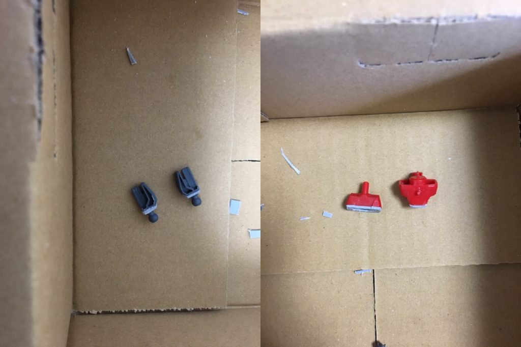 初めてプラ板を使いました。延長箇所は足首・首・上腕部を1mm延長、腹部を2mm延長しています。