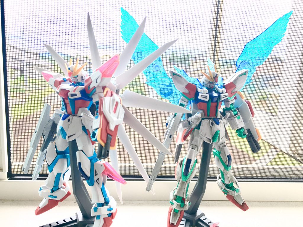 どちらもRGイメージですがギャラクシーコスモスはメタブルーにしてあります。劇中イメージの感じ割と出てる...といいな