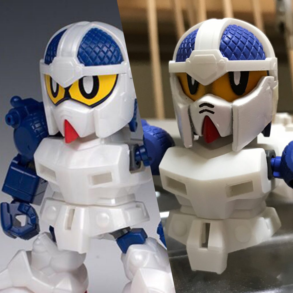 素組みとの比較1。目と頬をいじってます。目の印象をシャープにしました。