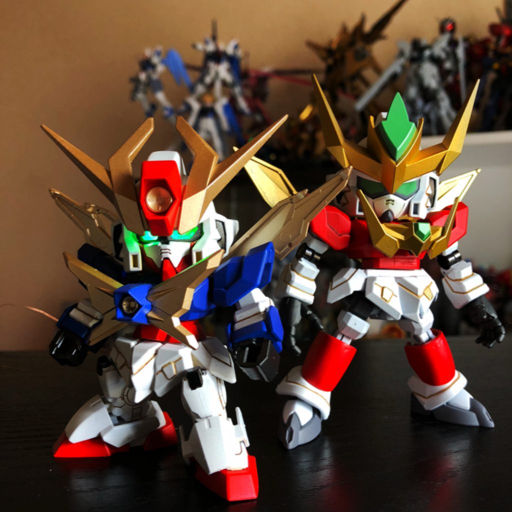 おまけ画像。
以前作ったショックガンダムと並べると勇者ロボっぽくてカッコいい！