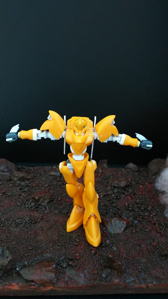 肩の可動域も広くとってます
関節を中心に作り替えており、腕は方から先はほぼスクラッチしてます。