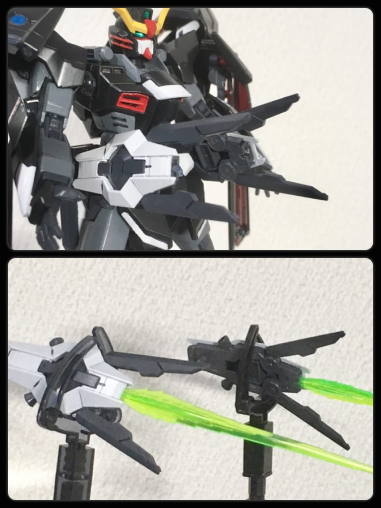 敗栄のデスサイズの腰に付けてたのと、TV版のデスサイズ腕装備のイメージを1つにしたバスターシールドです。